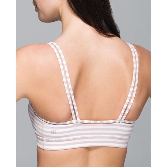 Lululemon Straight Up Bra Size 8 White and Tan Stripes - Picture 2 of 12